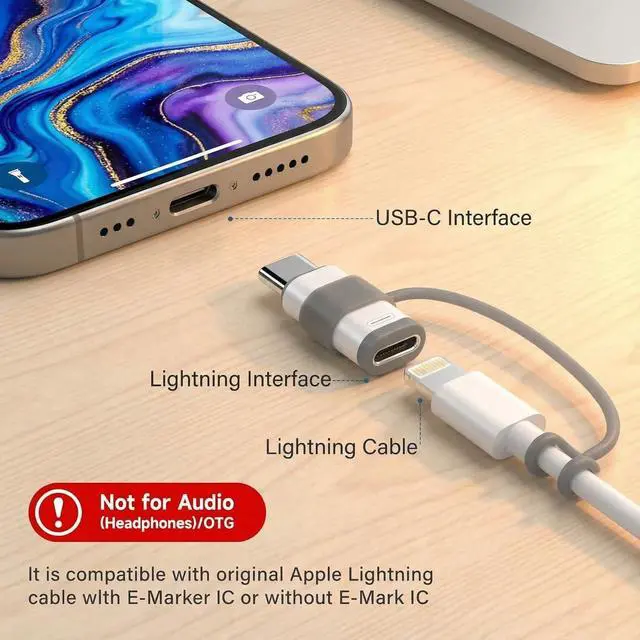 Alt view image 2 of 7 - 5 Pack Lightning to USB C Adapter for iPhone 15/16/17 Pro, Fast Charging & Data Sync for iPhone 17/16 Accessories, USB C Charger Cable, Not for Audio/OTG