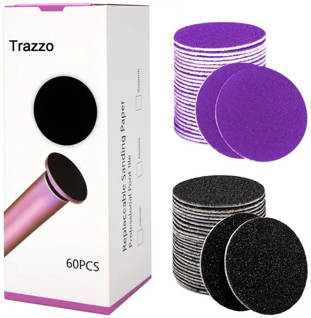 Main image of 80/120/180 Grit Replacement Sanding Discs for Electric Foot File - Color-Coded Refill Sandpaper Pads for Callus Remover, Fits Most Round Foot Grinders (60PCS)