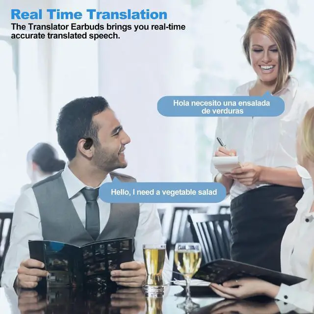 Alt view image 4 of 7 - AI Language, 144 Online Languages Translation in Real Time & 5 Translation Modes for iOS & Android,Instant Translate Earbuds Ideal for Travel Business Learning(Black)