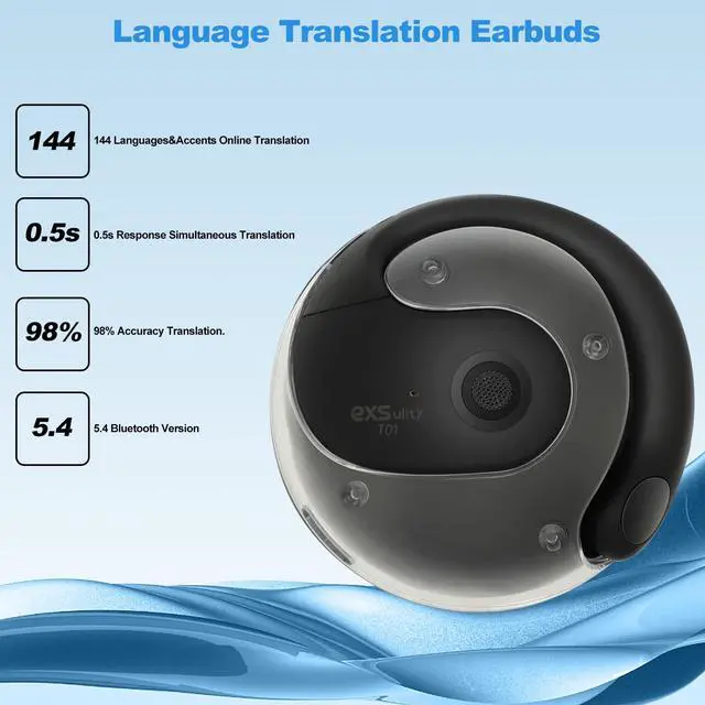 Alt view image 2 of 7 - AI Language, 144 Online Languages Translation in Real Time & 5 Translation Modes for iOS & Android,Instant Translate Earbuds Ideal for Travel Business Learning(Black)