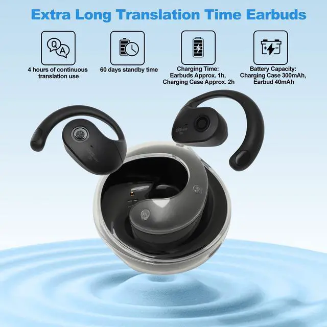 Alt view image 6 of 7 - AI Language, 144 Online Languages Translation in Real Time & 5 Translation Modes for iOS & Android,Instant Translate Earbuds Ideal for Travel Business Learning(Black)