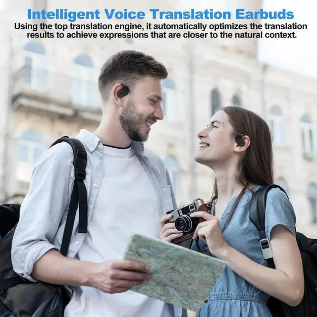 Alt view image 7 of 7 - AI Language, 144 Online Languages Translation in Real Time & 5 Translation Modes for iOS & Android,Instant Translate Earbuds Ideal for Travel Business Learning(Black)