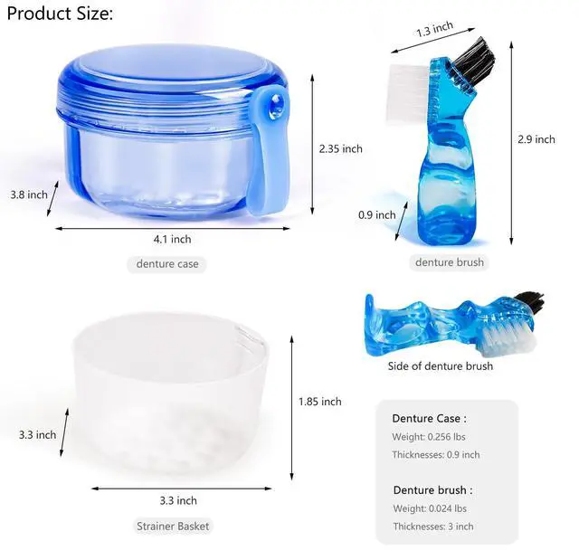 Alt view image 3 of 7 - Leak Proof Portable Denture Bath Case Denture Cleaning Cup, False Teeth Holder Mouthguard Night Guard Container Box Retainer Soaking Case for Travel, Household, Office - Transparent Blue
