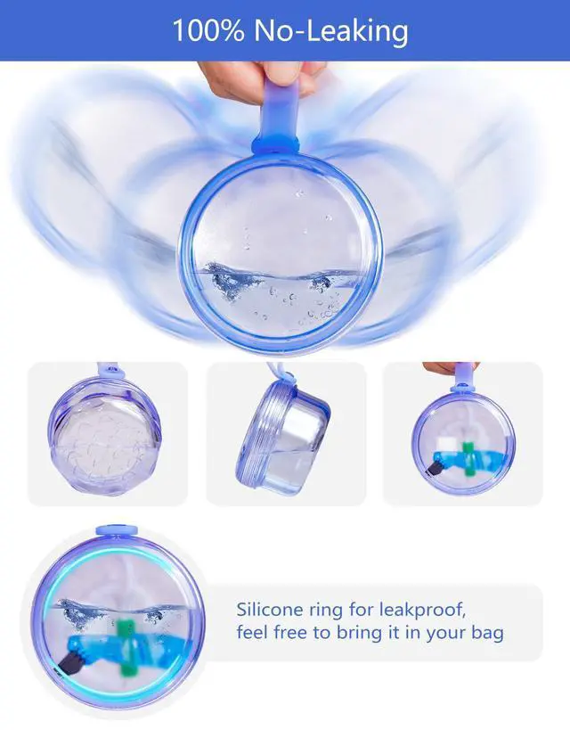 Alt view image 6 of 7 - Leak Proof Portable Denture Bath Case Denture Cleaning Cup, False Teeth Holder Mouthguard Night Guard Container Box Retainer Soaking Case for Travel, Household, Office - Transparent Blue