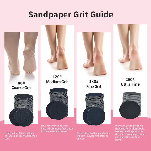 Alt view image 3 of 6 - 120pcs Replaceable Sandpaper for Electric Foot Callus Remover, Fine 180-Grit Electric Foot File Replacement Pads