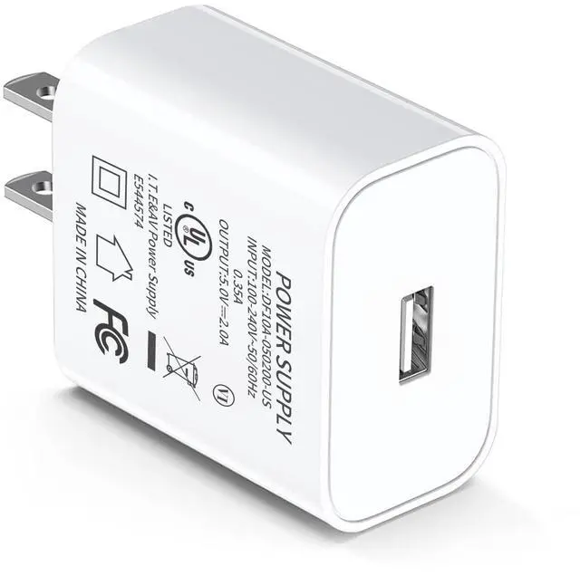 Main image of USB Wall Charger, 5V 2A USB Charger Block Plug Cube Travel Power Adapter Fast Charging Block for iPhone 16 15 14 13 12 11 X XR XS, Galaxy, LG, Moto, Tablet, Kindle, Air, Mini, Android Phones(1Pack)