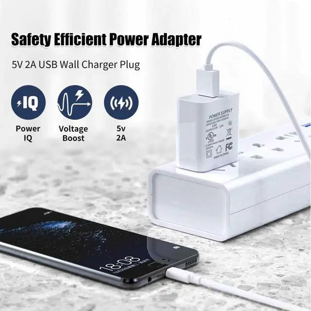 Alt view image 3 of 7 - USB Wall Charger, 5V 2A USB Charger Block Plug Cube Travel Power Adapter Fast Charging Block for iPhone 16 15 14 13 12 11 X XR XS, Galaxy, LG, Moto, Tablet, Kindle, Air, Mini, Android Phones(1Pack)
