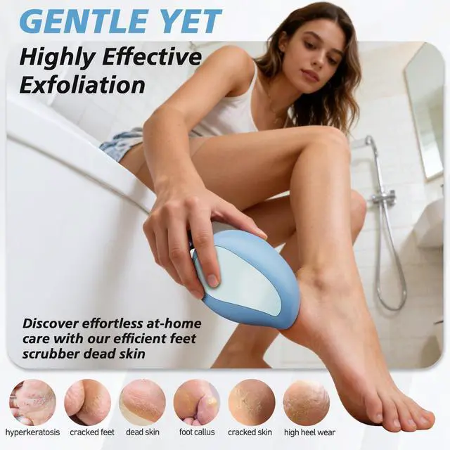 Alt view image 3 of 7 - Nano Glass Foot File Callus Remover for Feet - Glass Foot Scraper Scrubber Dead Skin Removal for Cracked Heels,Professional Pedicure Tool for Home, Salon, and Travel (Blue)