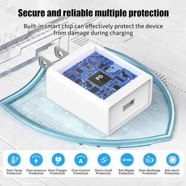 Alt view image 4 of 7 - USB Wall Charger Block Plug,2Pack 5V 2A AC Power Adapter UL Certified Fast Charging Cube Brick Home Travel Use for iPhone 11/12/13/14/15/16/17 Pro/Pro Max/Plus,XS/XR/X,Watch Series 8/7 Tablet,Kindle