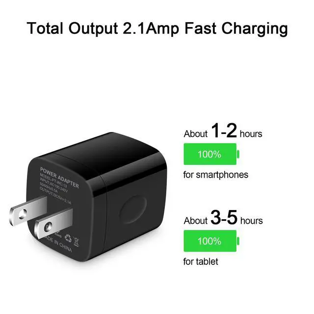Alt view image 2 of 7 - Black USB Wall Adapter, Dual Port 2.1A Fast Wall Charger Brick Base Cube USB Plug Outlet Phone Box Double Charging Block for iPhone 17 Air Pro Max 16e 16 15 14 13 12 11 XS Max XR X 8 7 6, Pad, Samsung