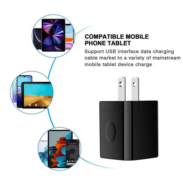 Alt view image 6 of 7 - Black USB Wall Adapter, Dual Port 2.1A Fast Wall Charger Brick Base Cube USB Plug Outlet Phone Box Double Charging Block for iPhone 17 Air Pro Max 16e 16 15 14 13 12 11 XS Max XR X 8 7 6, Pad, Samsung
