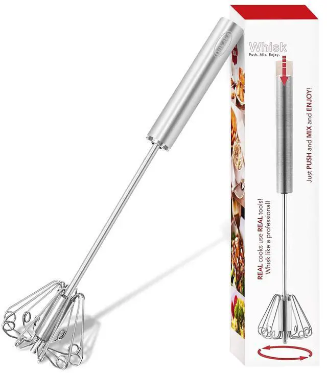 Main image of Hand mixer egg beater,stainless steel semi automatic whisk,egg spinner,wisking tool,whipped cream dispenser,easy whisks for cooking,Beating&Stirring(12in)