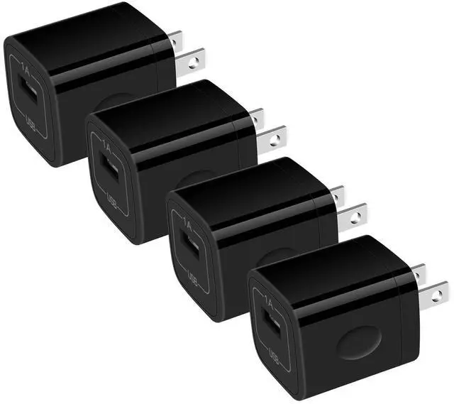 Main image of Single Port Charging Block, 4Pack 1A/5V Black Wall Charger Box USB Charging Plug Cube Brick for iPhone 17 16 Pro 15 14 Pro Max 13 12 Plus,Samsung Galaxy S25 S24 S23 A15 A14,Moto,Android Phone Chargers