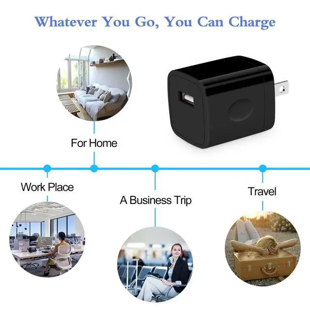 Alt view image 7 of 7 - Single Port Charging Block, 4Pack 1A/5V Black Wall Charger Box USB Charging Plug Cube Brick for iPhone 17 16 Pro 15 14 Pro Max 13 12 Plus,Samsung Galaxy S25 S24 S23 A15 A14,Moto,Android Phone Chargers