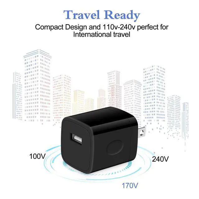 Alt view image 3 of 7 - Single Port Charging Block, 4Pack 1A/5V Black Wall Charger Box USB Charging Plug Cube Brick for iPhone 17 16 Pro 15 14 Pro Max 13 12 Plus,Samsung Galaxy S25 S24 S23 A15 A14,Moto,Android Phone Chargers
