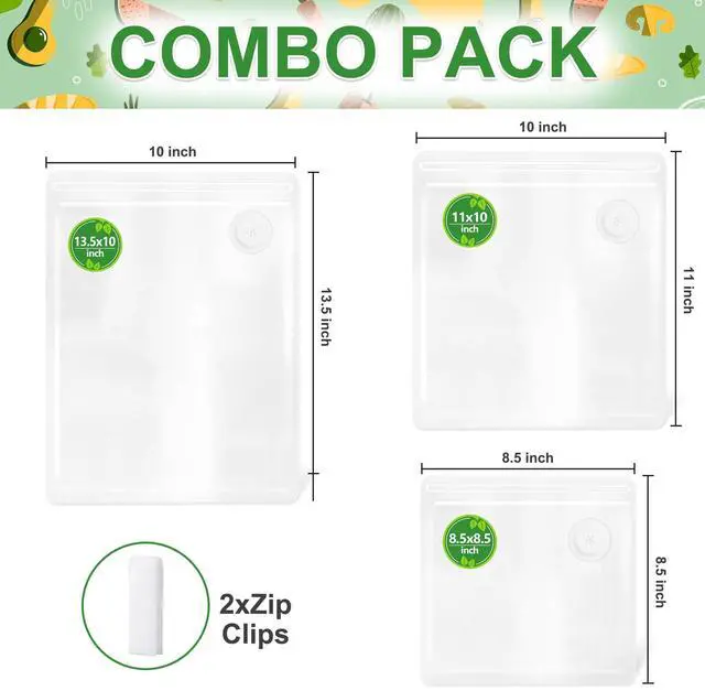 Alt view image 2 of 6 - Reusable Vacuum Sealer Bags - BPA-Free, Leakproof Food Storage Bags for Sous Vide, Freezer & Meal Prep | Compatible with Most Vacuum Sealers (8.5 * 8.5in Bags 12Pcs)