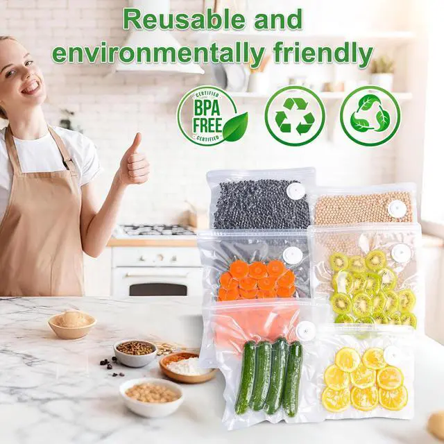 Alt view image 6 of 6 - Reusable Vacuum Sealer Bags - BPA-Free, Leakproof Food Storage Bags for Sous Vide, Freezer & Meal Prep | Compatible with Most Vacuum Sealers (8.5 * 8.5in Bags 12Pcs)