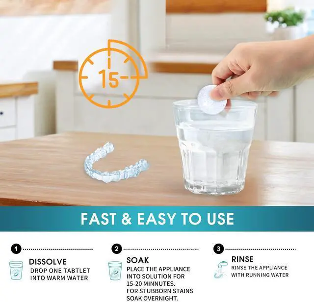 Alt view image 5 of 7 - Retainer Cleaner Tablets Invisalign Cleaner Denture Cleaning Tablets,Remove Stains Away,3 Month Nature Supply - Use for Invisible Clear Aligner,Partials Full Dentures,Night Guard,Mouthguard by Y-Kelin
