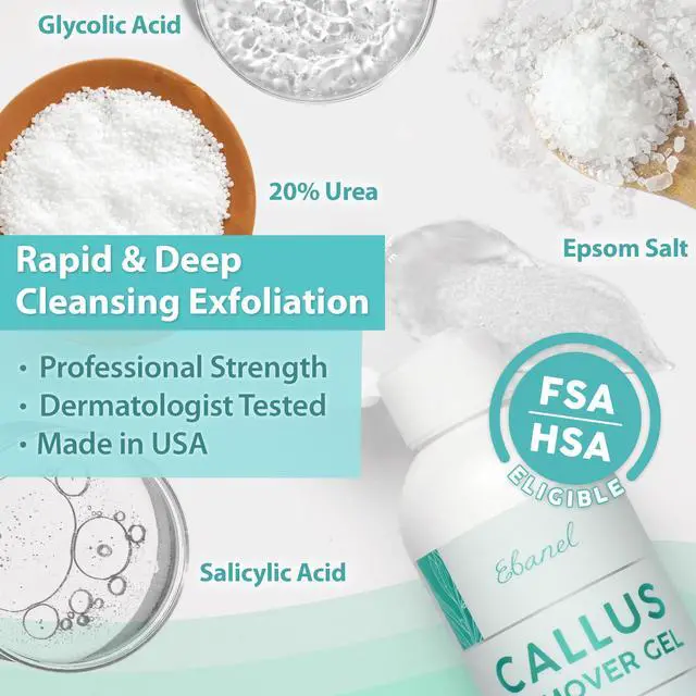 Alt view image 2 of 7 - Professional Callus Remover for Feet with 20% Urea, Epsom Salt, Salicylic Acid, Glycolic Acid, Heel Toe Foot Callus Remover Gel Peel Exfoliator Dead Skin Removal for Feet, Cracked Heel Repair