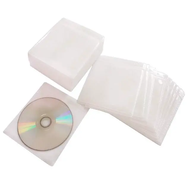 Alt view image 2 of 6 - CD DVD Sleeves,Thick Non-Woven Material Double-Sided Refill Plastic Sleeve for CD and DVD Storage Binders Disc Case (White)