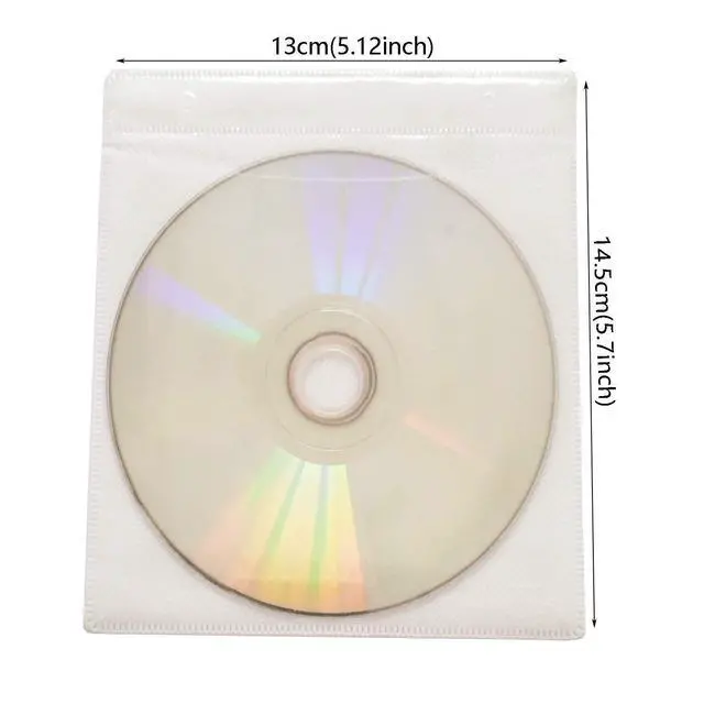 Alt view image 3 of 6 - CD DVD Sleeves,Thick Non-Woven Material Double-Sided Refill Plastic Sleeve for CD and DVD Storage Binders Disc Case (White)