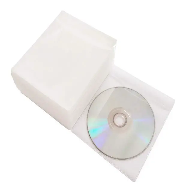 Alt view image 5 of 6 - CD DVD Sleeves,Thick Non-Woven Material Double-Sided Refill Plastic Sleeve for CD and DVD Storage Binders Disc Case (White)