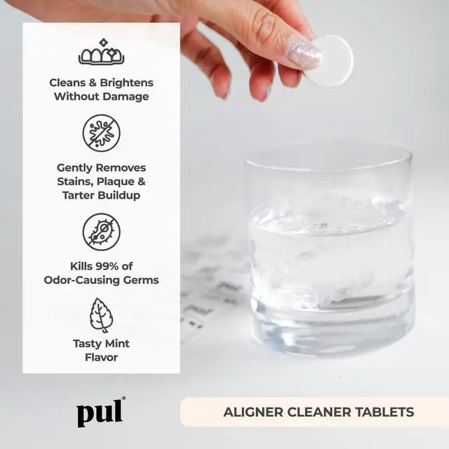 Alt view image 2 of 7 - Cleaner Tablets - Aligner Cleaner for Invisalign and Clear Aligners, Daily Retainer Cleaning Tablets and Denture Cleaner Tablets - Removes Odor, Stains and Plaque - 30 Day Supply