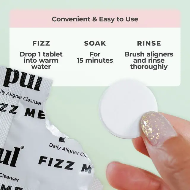 Alt view image 4 of 7 - Cleaner Tablets - Aligner Cleaner for Invisalign and Clear Aligners, Daily Retainer Cleaning Tablets and Denture Cleaner Tablets - Removes Odor, Stains and Plaque - 30 Day Supply