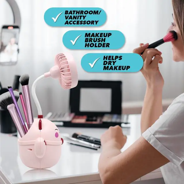 Alt view image 4 of 7 - Cute Pink Cat Desk Fan with Pen Holder Cat Fan for Women, Animal Fan, Funny Office Accessories, Cat Lover Gift, Small USB Fan, Aesthetic Decor