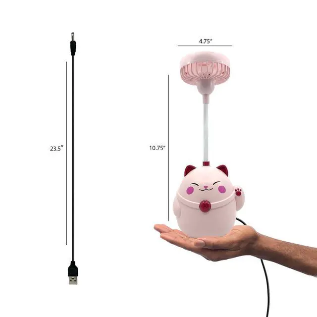 Alt view image 2 of 7 - Cute Pink Cat Desk Fan with Pen Holder Cat Fan for Women, Animal Fan, Funny Office Accessories, Cat Lover Gift, Small USB Fan, Aesthetic Decor