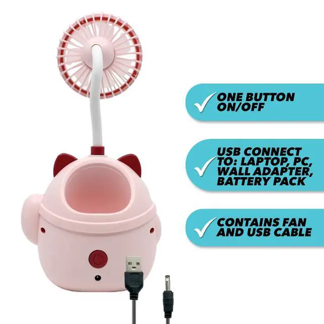Alt view image 6 of 7 - Cute Pink Cat Desk Fan with Pen Holder Cat Fan for Women, Animal Fan, Funny Office Accessories, Cat Lover Gift, Small USB Fan, Aesthetic Decor
