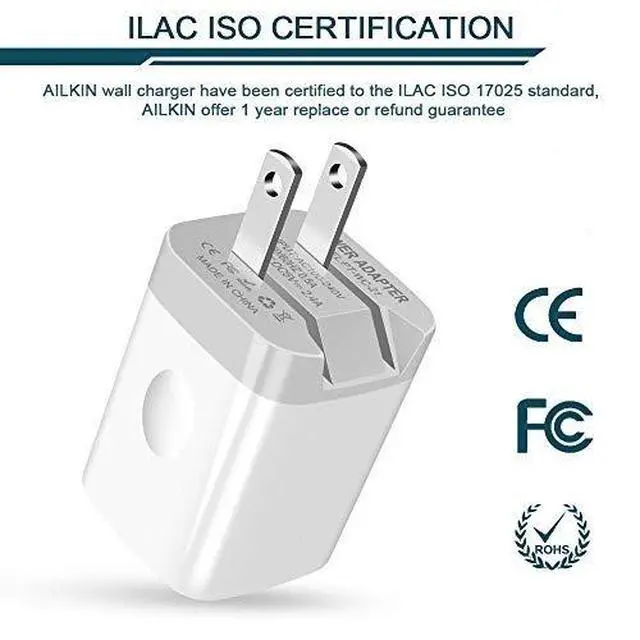 Alt view image 3 of 7 - USB Wall Charger, Foldable Charger Adapter, AILKIN 2Pack 2.4Amp Dual Port