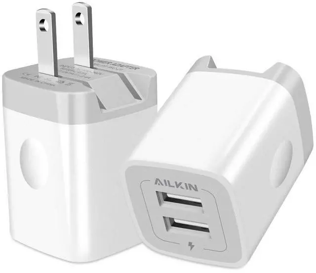 Main image of USB Wall Charger, Foldable Charger Adapter, AILKIN 2Pack 2.4Amp Dual Port