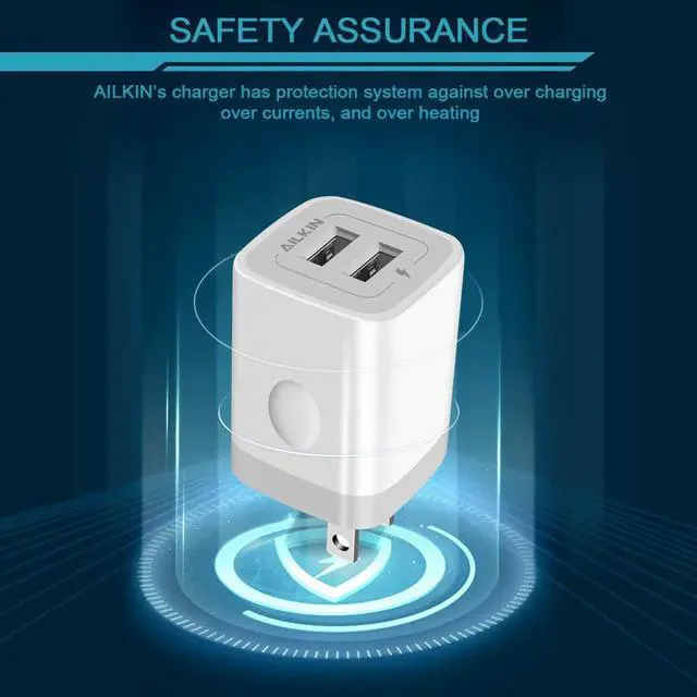 Alt view image 5 of 7 - USB Wall Charger, Foldable Charger Adapter, AILKIN 2Pack 2.4Amp Dual Port