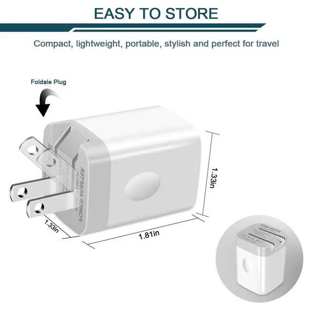 Alt view image 2 of 7 - USB Wall Charger, Foldable Charger Adapter, AILKIN 2Pack 2.4Amp Dual Port