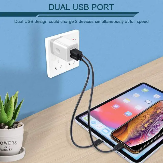 Alt view image 6 of 7 - USB Wall Charger, Foldable Charger Adapter, AILKIN 2Pack 2.4Amp Dual Port