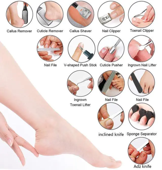 Alt view image 2 of 7 - 36 in 1 Pedicure Kit, Professional Pedicure Tools Foot Rasp Foot Dead Skin Remover for Home & Salon Care