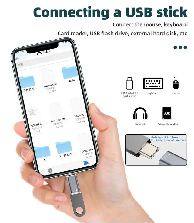 Alt view image 6 of 7 - for iPhone OTG Adapter Audio Headphone Dongle (2Pack) USB C Female to Lightning Male Charger Data Sync Converter Type-C Camera Card Reader Flash Drive Mouse Keyboard 14 13 12 Pro Max for iPad