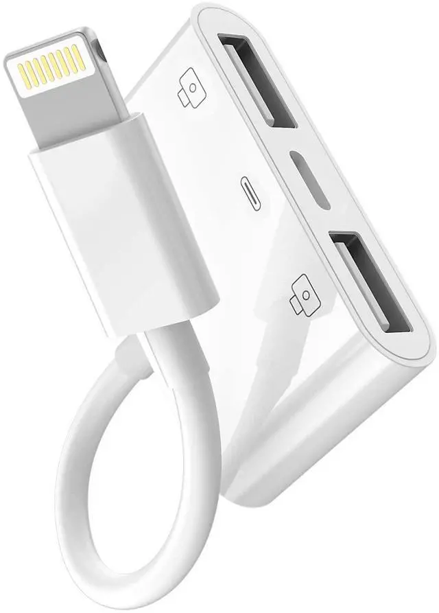 Main image of USB to Lightning Dongle for iPhone Adapter OTG 3 in 1 Charger Cable Camera Memory Stick Flash Drive Cord Card Reader Mouse Keyboard Converter for 13 12 11pro Max Mini Xr X Xs Se for Apple for iPad Air