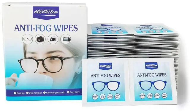 Main image of Anti-Fog Wipes for Glasses, 100 Pre-Moistened Lens Cleaners