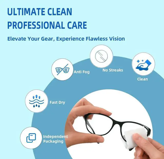 Alt view image 3 of 6 - Anti-Fog Wipes for Glasses, 100 Pre-Moistened Lens Cleaners
