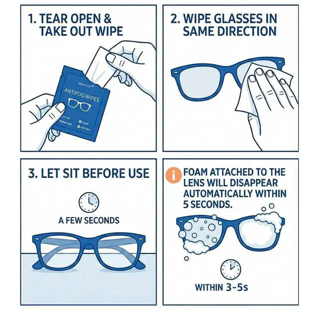 Alt view image 6 of 6 - Anti-Fog Wipes for Glasses, 100 Pre-Moistened Lens Cleaners