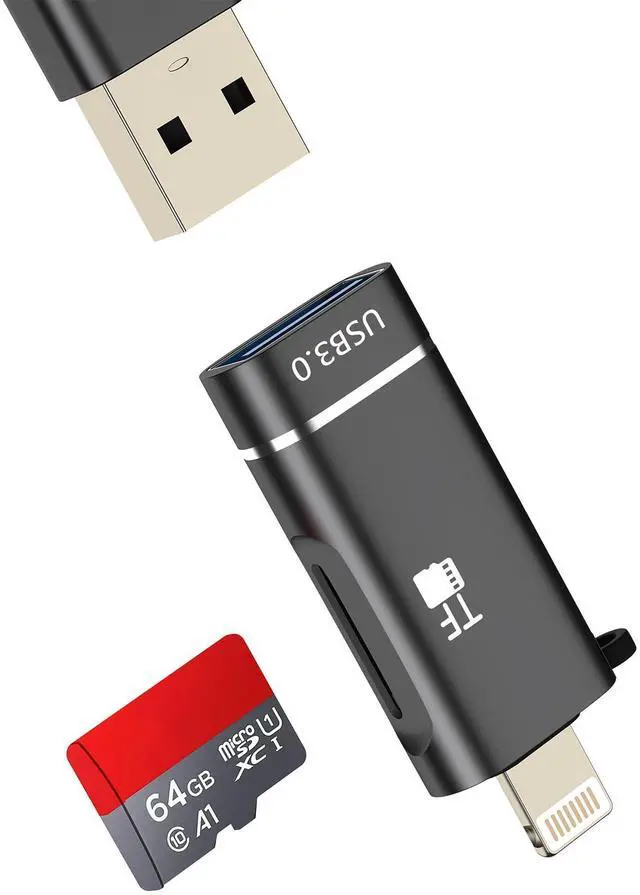 Main image of Lightning to USB Adapter OTG Micro SD Cable(2in1)for IPhone 14 13 Pro Max for Apple for IPad Card Reader Digital Camera Flash Drive Female Lighting Male Transfer Phone Adaptador Cord MFI Connection TF
