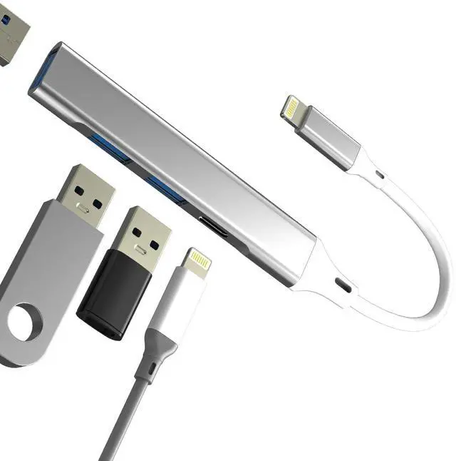 Main image of for Apple Lightning to USB 3 Camera Adapter for iPhone 14 13 Pro Max (4in1) Digital Card Reader Cable for Ipad Charger Multiport Female OTG Plug Charging Connector Mouse Connection Lighting Jack Hub