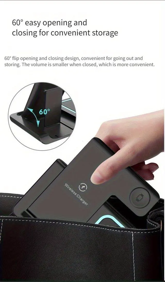 Alt view image 5 of 7 - 3-in-1 Magnetic Wireless Charging Station, 15W Fast Charger for iPhone 17/16/15/14/13/12 Series, Apple Watch Ultra/10/9/8/SE & AirPads Pro/3/2, Foldable Charging Stand for Travel