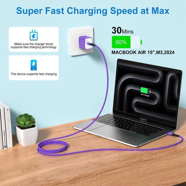 Alt view image 3 of 7 - 240W Samsung Galaxy Charger Fast Charging USB C to USB C Cord 10FT Long Super Fast Android Phone Charger Type C Cable for Samsung Galaxy S26 Ultra A57 A37 S26+ S26 S25 FE Plus A17 A16 A36 A26 A15 A35