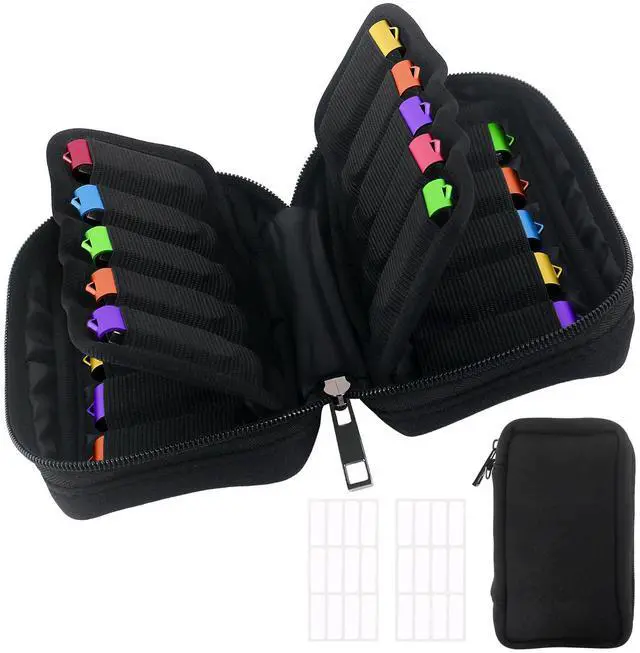 Main image of Flash Drive Case 20 Slots Thumb Drive USB Storage Case, Portable Electronic Accessories Storage Bag Swivel Memory Stick Jump Drives Small Carrying Case USB Holder Organizer with 24 Flash Drive Labels
