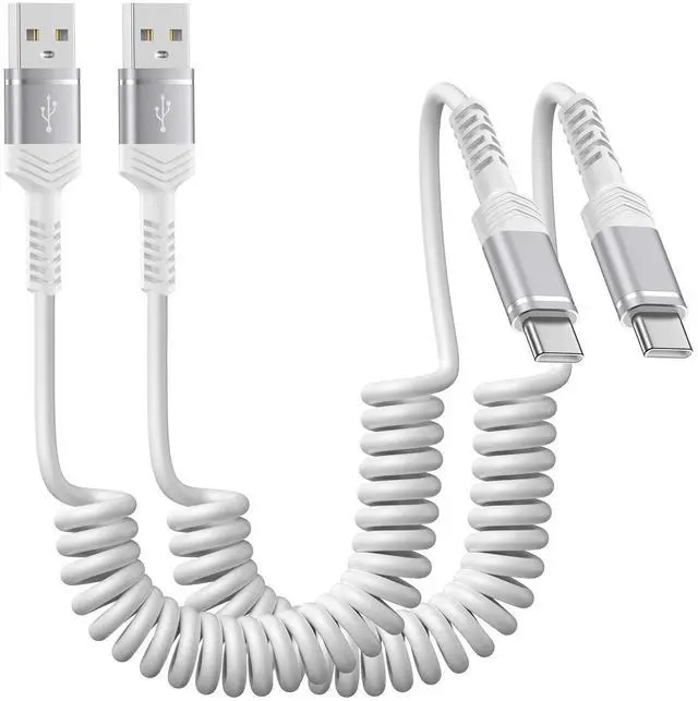 Main image of Retractable USB C Cable, 2Pack 3ft Coiled USB-A to USB C Cable Type C Car Charging Cord for Samsung Galaxy A17 A56 S26 Ultra S25 S24 A16 A15 iPhone 17e/17/16/16 Pro Max/15 Pixel 10a 10 Pro XL Fold 9a
