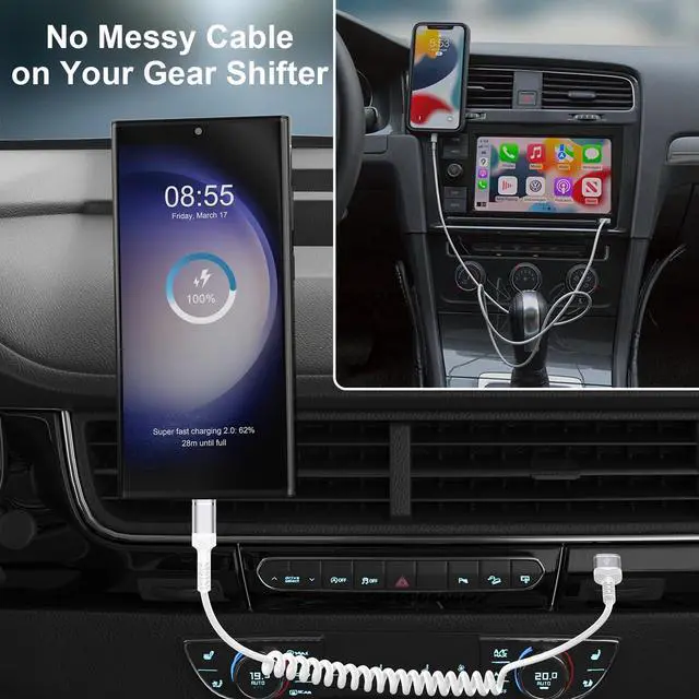 Alt view image 5 of 7 - Retractable USB C Cable, 2Pack 3ft Coiled USB-A to USB C Cable Type C Car Charging Cord for Samsung Galaxy A17 A56 S26 Ultra S25 S24 A16 A15 iPhone 17e/17/16/16 Pro Max/15 Pixel 10a 10 Pro XL Fold 9a
