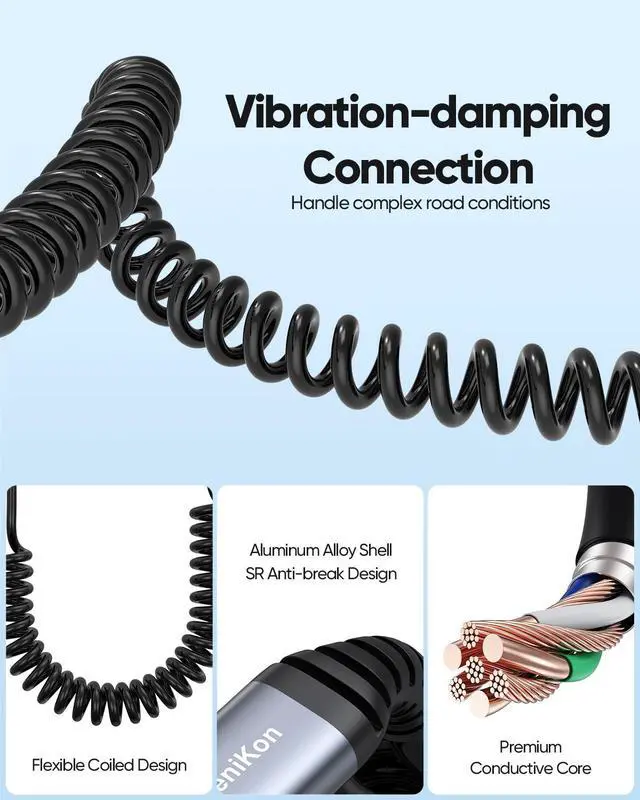 Alt view image 4 of 7 - USB A to USB C Coiled Cable 3FT 2-Pack, Coiled USB C Cable for Car Fast Charging, Android Auto & CarPlay Cable Compatible with iPhone 16/15 Series, Galaxy S25/S24/S23, MacBook, iPad Pro/Air